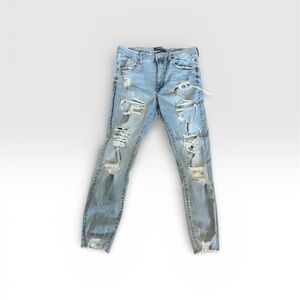 Aeropostale Light Blue Distressed Curvy High Rise Jeggings size 14